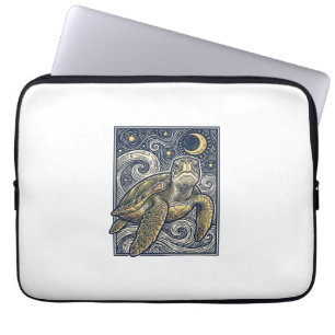 Funda Para Portátil Grabado Antiguo Tortuga Marina Noche Estrellada