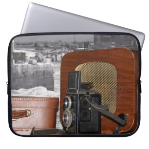Funda Para Portátil Grabador de cámara analógico vintage y radio retro