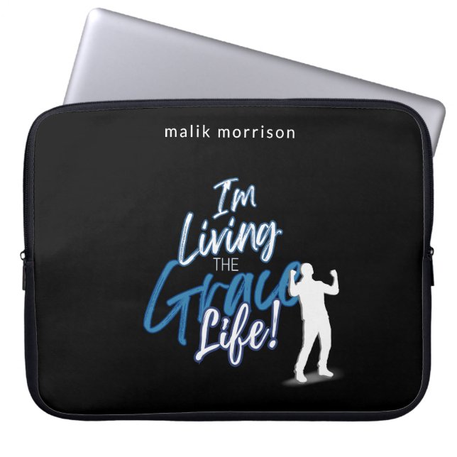 Funda Para Portátil Grace Life Black Modern Script Macho Silhouette (Frente)