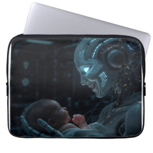 Funda Para Portátil "Gracia artificial" - Robot futurista y bebé