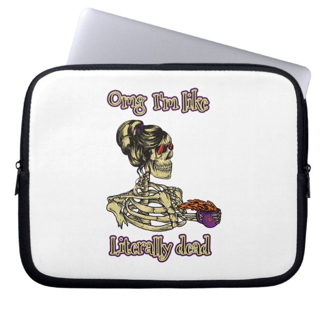 Funda Para Portátil Graciosa bebida de Skeleton Estoy literalmente mue (Frente)