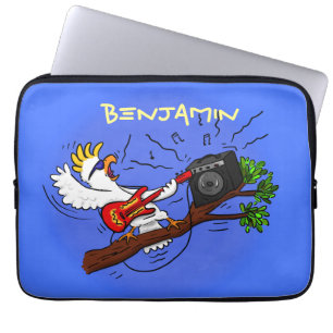 Funda Para Portátil Graciosa cacatúa tocando el personalizado de guita