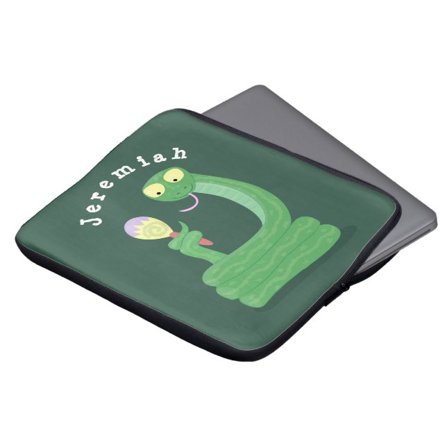 Funda Para Portátil Graciosa serpiente verde con maraca personalizado (Superior anverso)