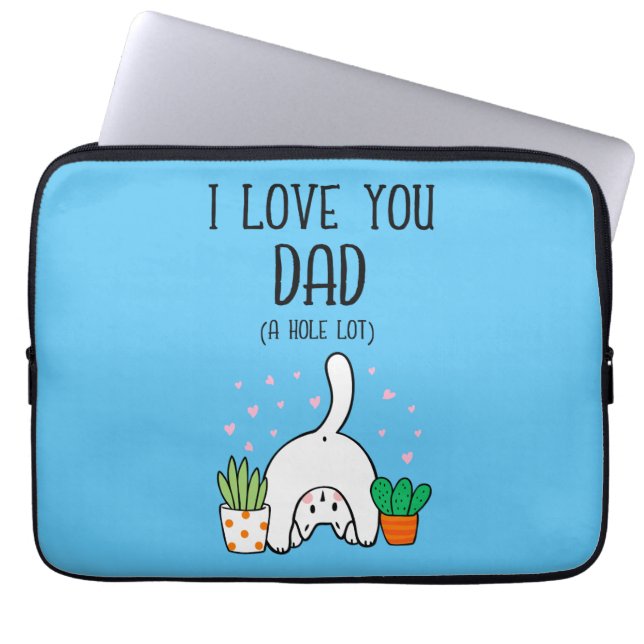 Funda Para Portátil Gracioso Gato Que Te Amo Papá Mucho (Frente)