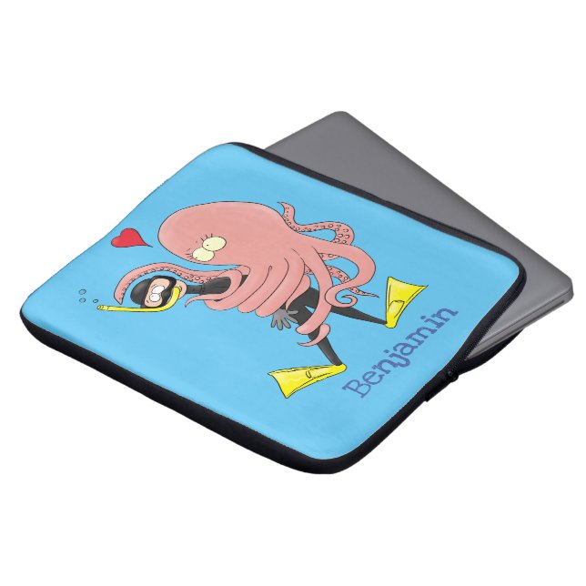 Funda Para Portátil Gracioso pulpo abrazos buceo humor personalizado (Superior anverso)