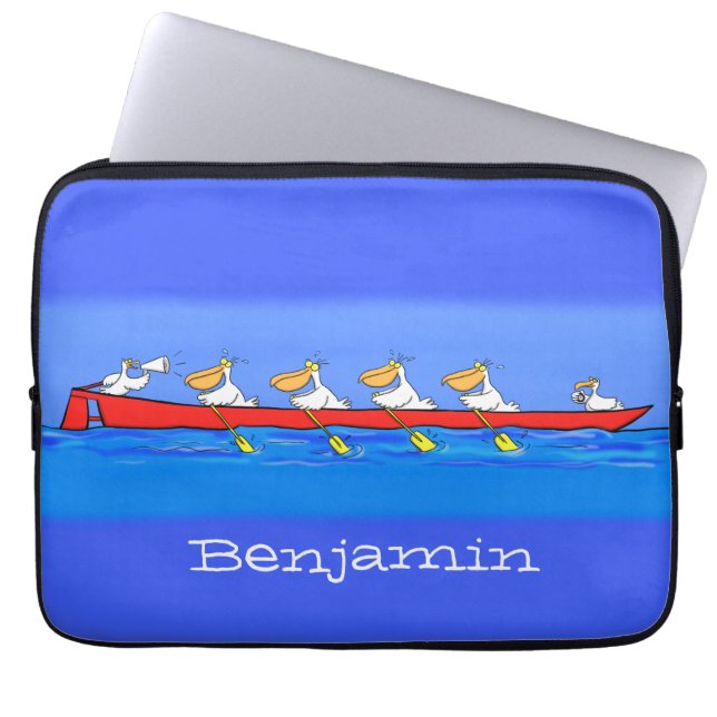 Funda Para Portátil Graciosos pelícanos remando ilustracion personaliz (Frente)