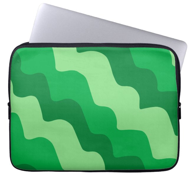Funda Para Portátil Gradiente de olas oceánicas onduladas verdes (Frente)