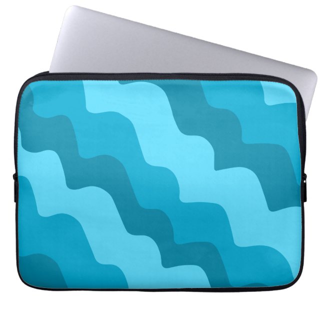 Funda Para Portátil Gradiente de ondas oceánicas onduladas azules (Frente)