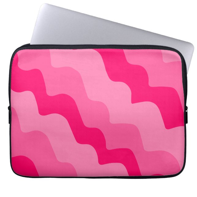 Funda Para Portátil Gradiente de ondas oceánicas onduladas rosadas (Frente)