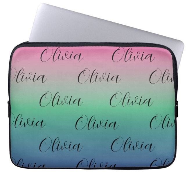 Funda Para Portátil Gradiente de rosa, verde y azul (Frente)