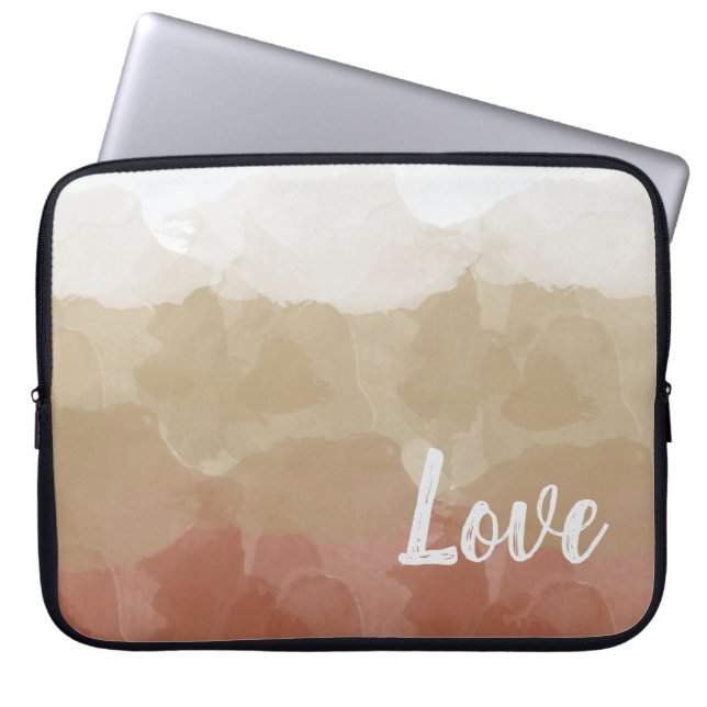 Funda Para Portátil Gradiente graceado de Ombre Brown y Tan Love (Frente)