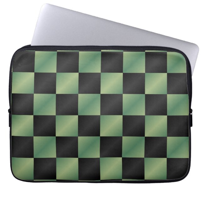 Funda Para Portátil Gradiente negro verde oliva moderno controlado (Frente)