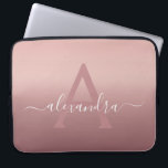 Funda Para Portátil Gradiente Ombre de mongrama rosado de oro rosado<br><div class="desc">Girly Pink Rose Gold Mongram Ombre Gradiente Elegante Monograma Computadora Portátil Funda. Este funda monogramado se puede personalizar para incluir su nombre inicial y su nombre de pila.</div>