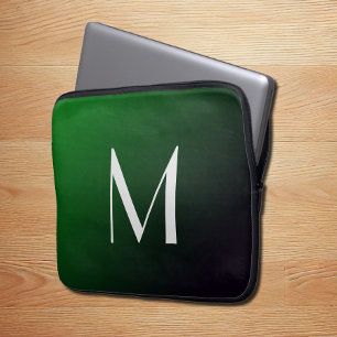 Funda Para Portátil Gradiente verde esmeralda - monograma audaz