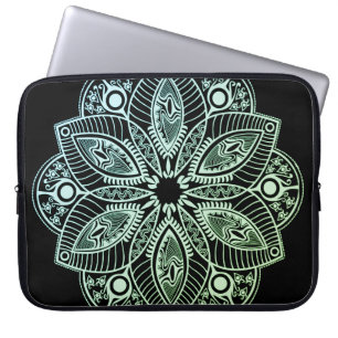 Funda Para Portátil Gradiente verde tribal exótico Mandala