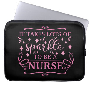 Funda Para Portátil Graduado de enfermería elegante Purpurina de niñas