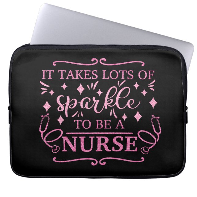 Funda Para Portátil Graduado de enfermería elegante Purpurina de niñas (Frente)