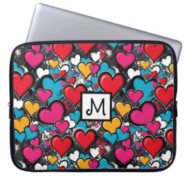 Funda Para Portátil Graffiti Hearts Street Art Bright Monogrammed