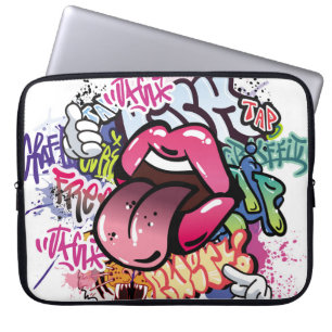 Funda Para Portátil Graffiti ilustracion con letras de graffiti callej