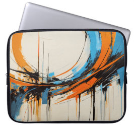 Funda Para Portátil Gráfica abstracta futurista industrial naranja azu