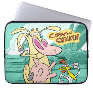 Funda Para Portátil Gráfica de ejecución de vacas y pollos