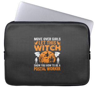 Funda Para Portátil Gráfica Divertida de Gato Bruja Trabajadora Postal