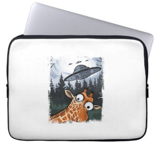Funda Para Portátil Gráfica divertida de Giraffe UFO Zoo Animal Weird