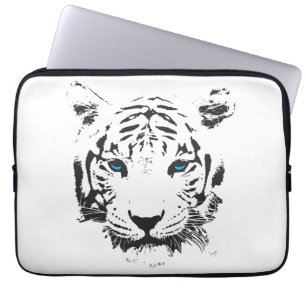 Funda Para Portátil Gráfico de ojos azules del tigre blanco