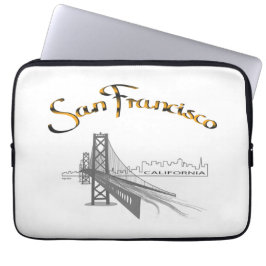 Funda Para Portátil Gráfico negro de oro del puente de San Francisco