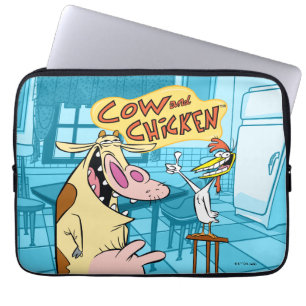 Funda Para Portátil Gráfico sonriente de vaca y pollo