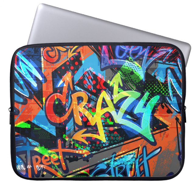 Funda Para Portátil Grafiti brillante, diseño gráfico urbano. (Frente)