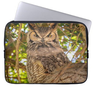 Funda Para Portátil Gran Foto de Arte de Búho de Cuerno Grande en la N