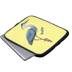 Funda Para Portátil Gran ilustracion personalizado de garza azul