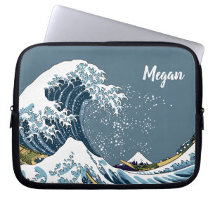 Funda Para Portátil Gran ola personalizada azul de Kanagawa