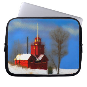 Funda Para Portátil Gran pintura de faro rojo - Arte original