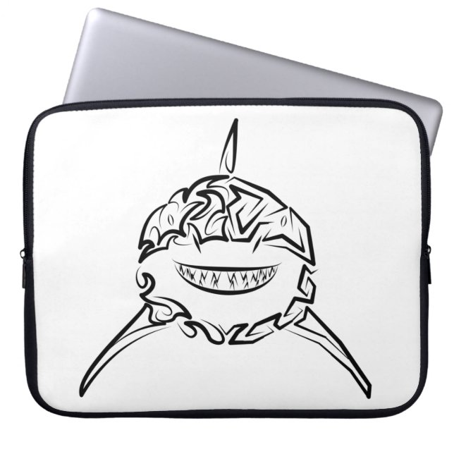 Funda Para Portátil Gran tiburón blanco y negro tribal (Frente)