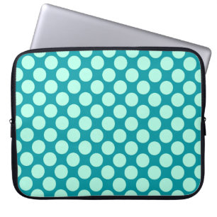 Funda Para Portátil Grandes puntos retro - turquesa y acuática