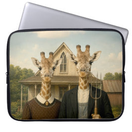 Funda Para Portátil Granja al estilo American Gothic con jirafas