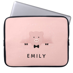 Funda Para Portátil Granja de cría de cerdos rosados caprichosos