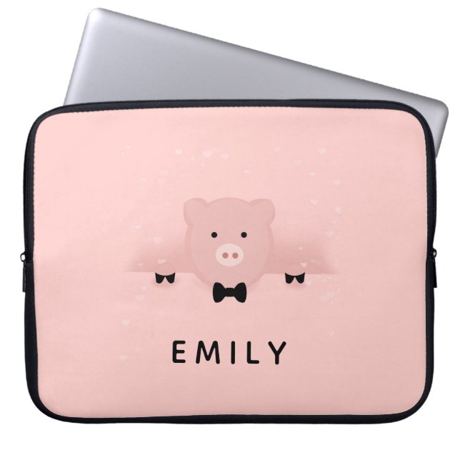 Funda Para Portátil Granja de cría de cerdos rosados caprichosos (Frente)