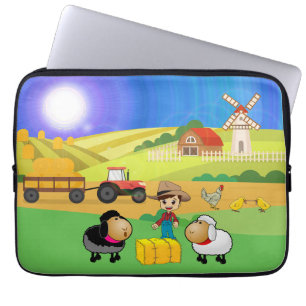 Funda Para Portátil Granja Encantadora, Ovejas y Pollitos