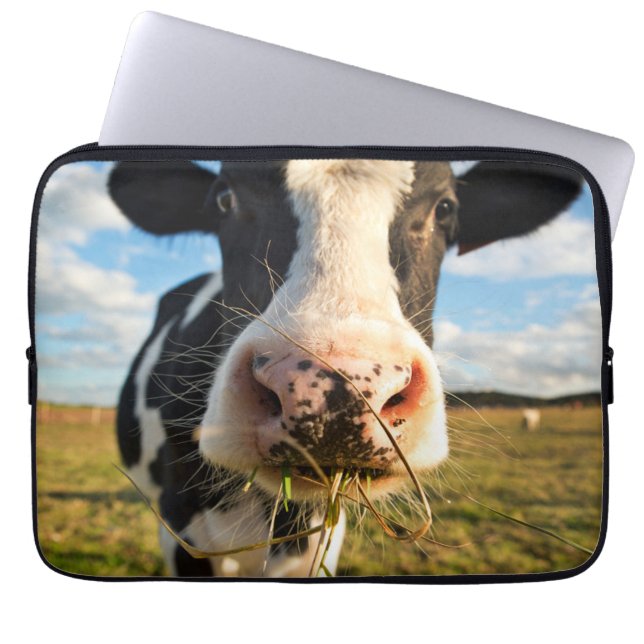Funda Para Portátil Granjas | Mascado de vacas de Holstein (Frente)