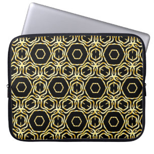 Funda Para Portátil Grano de flores de oro y negro sin costura