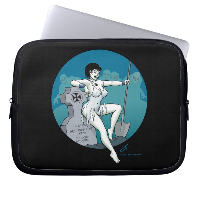Funda Para Portátil Grave Digger Pinup Chica (Frente)