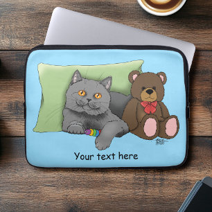 Funda Para Portátil Gray Cat Teddy Bear