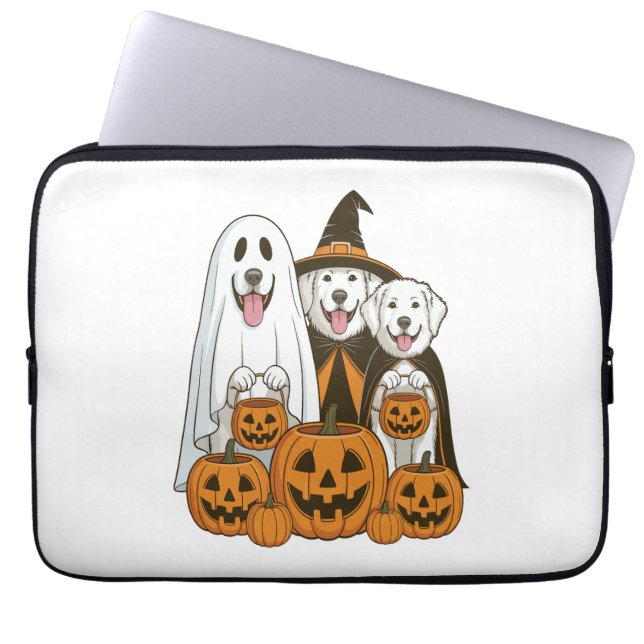 Funda Para Portátil Great Pyrenees Dog Ghost Witch Halloween Matching  (Frente)