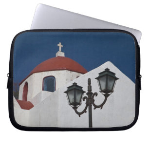 Funda Para Portátil Grecia, Mykonos, Capilla con cúpula roja y