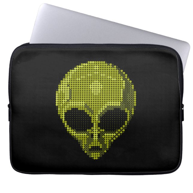 Funda Para Portátil Green Alien Head Geek Laptop Sleeve (Frente)
