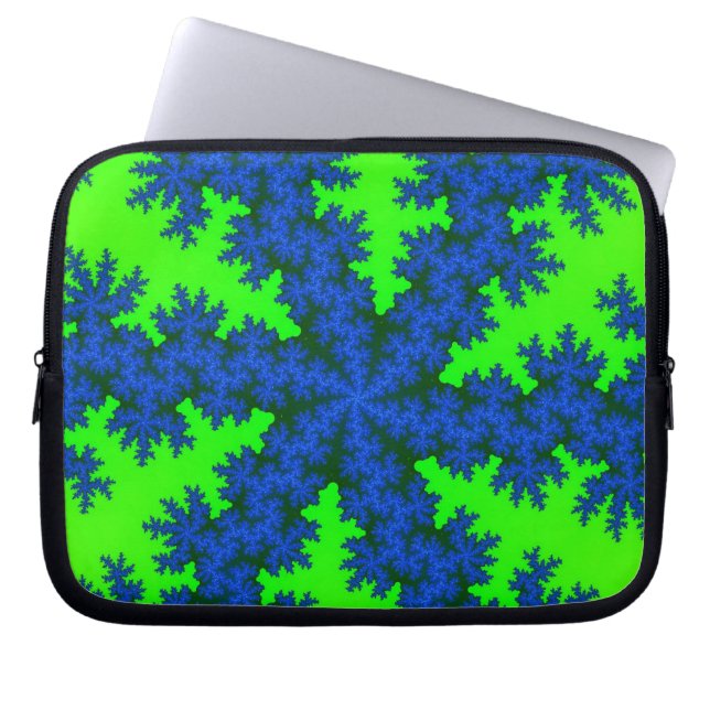 Funda Para Portátil Green and Blue Snowflake (Frente)
