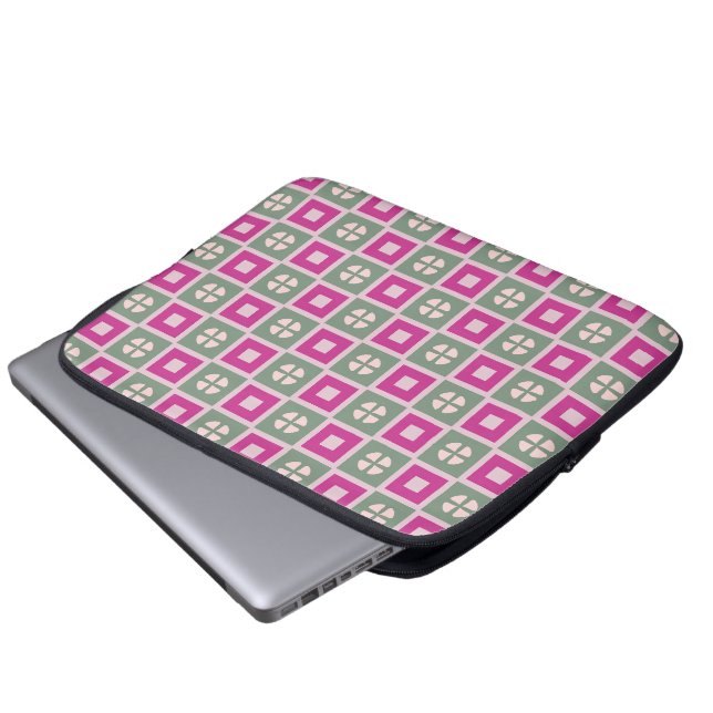 Funda Para Portátil Green and Magenta Boxed Floral Laptop Sleeve (Inferior anverso)